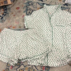 Roller Rabbit Green Heart Polo PJ Set Size S